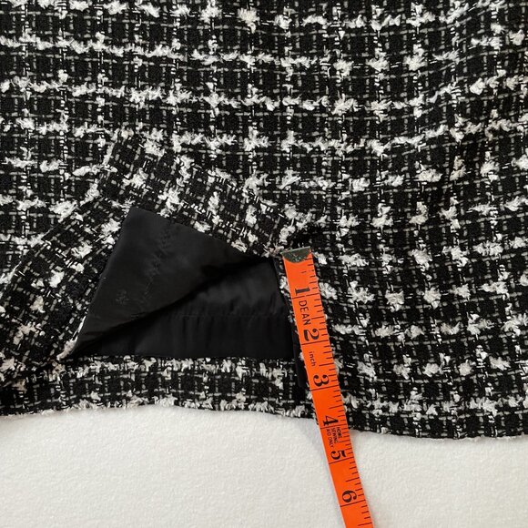 Halogen Tweed Pencil Skirt Classic Black White Knee Length Lined Size 8 - Picture 6 of 13